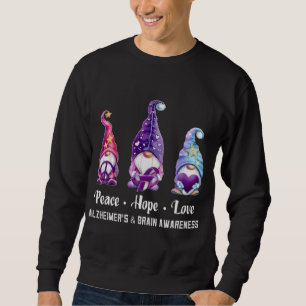 Peace Hope Love Gnomes Alzheimer's And Brain Aware Sweatshirt