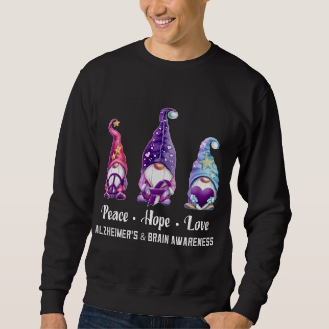 Peace Hope Love Gnomes Alzheimer's And Brain Aware Sweatshirt (Front)