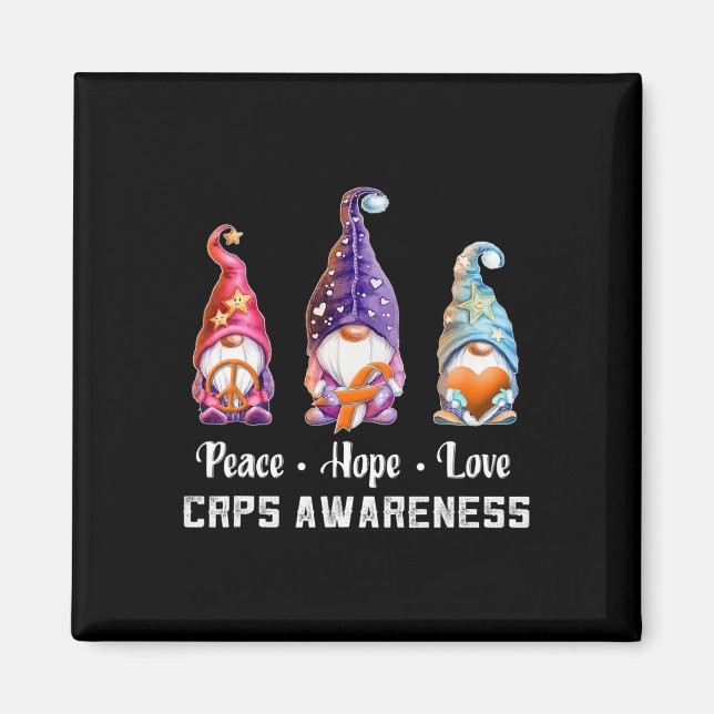 Peace Hope Love Gnomes CRPS Awareness  Magnet (Front)
