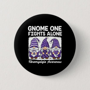 Peace Hope Love Gnomes Purple Ribbon Fibromyalgia 6 Cm Round Badge