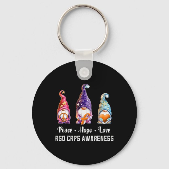 Peace Hope Love Gnomes Rsd Crps Awareness  Key Ring (Front)