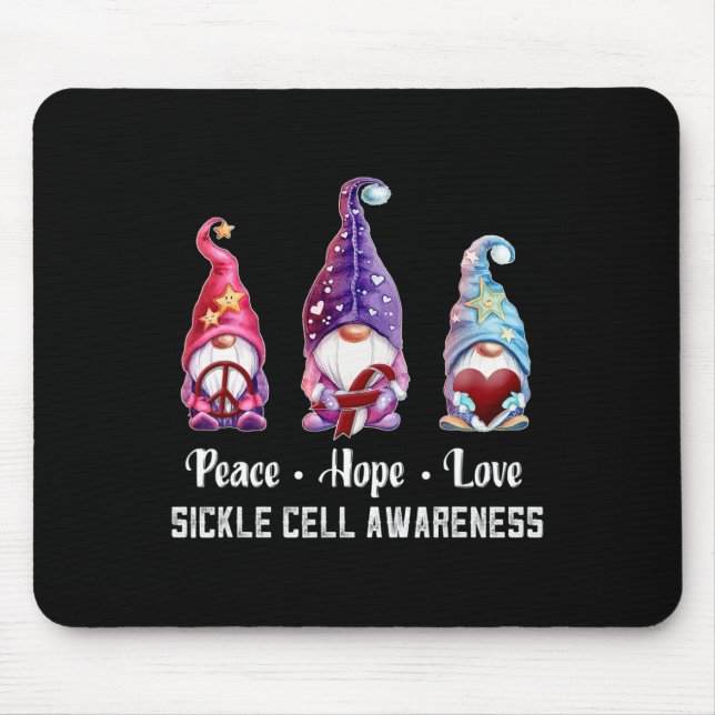 Peace Hope Love Gnomes Sickle Cell Awareness  Mouse Pad (Front)
