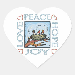 Peace, Hope, Love, Joy Heart Sticker