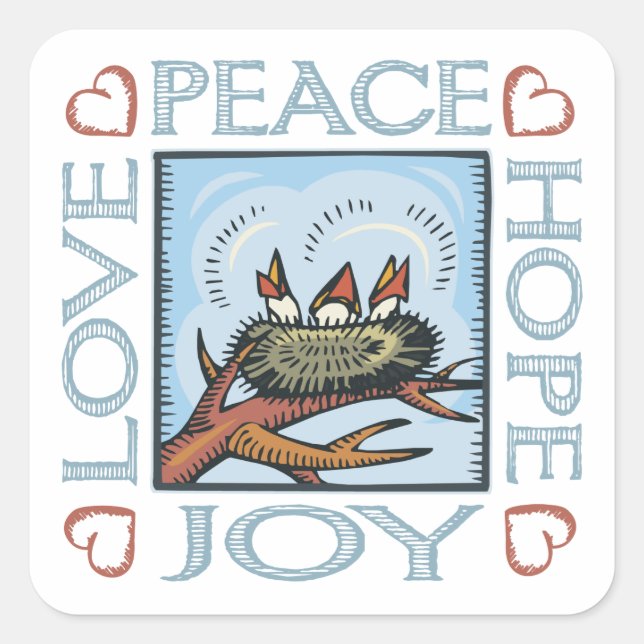 Peace, Hope, Love, Joy Square Sticker (Front)