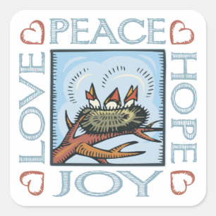 Peace, Hope, Love, Joy Square Sticker