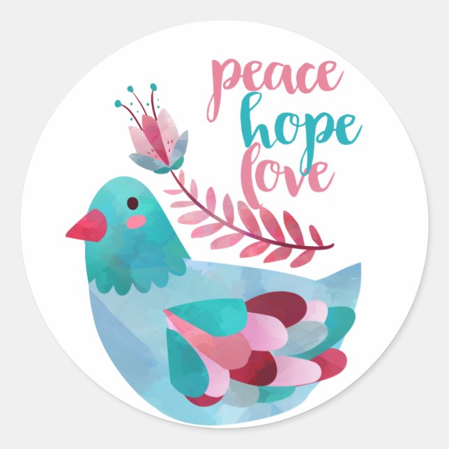 Peace, Hope, Love sticker (Front)