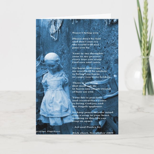 Peace I bring you thoughtful greeting card poem (Front)