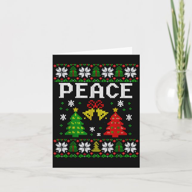 Peace I Come In Peace Couple Matching Ugly Christm Card (Front)