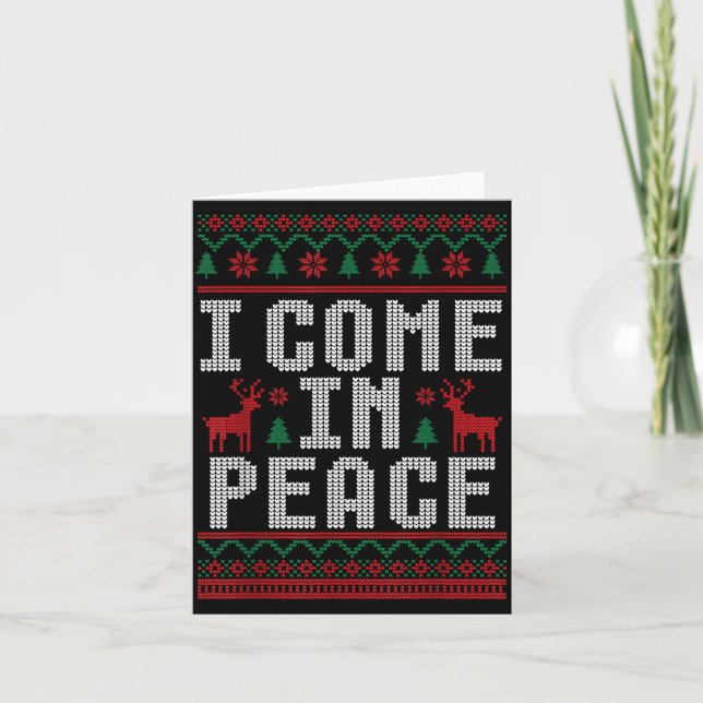 Peace I Come In Peace Couple Matching Ugly Christm Card (Front)