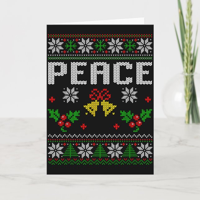 Peace I Come In Peace Couple Matching Ugly Christm Card (Front)