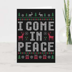 Peace I Come In Peace Couple Matching Ugly Christm Card