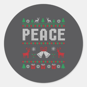 Peace I Come In Peace Couple Matching Ugly Christm Classic Round Sticker