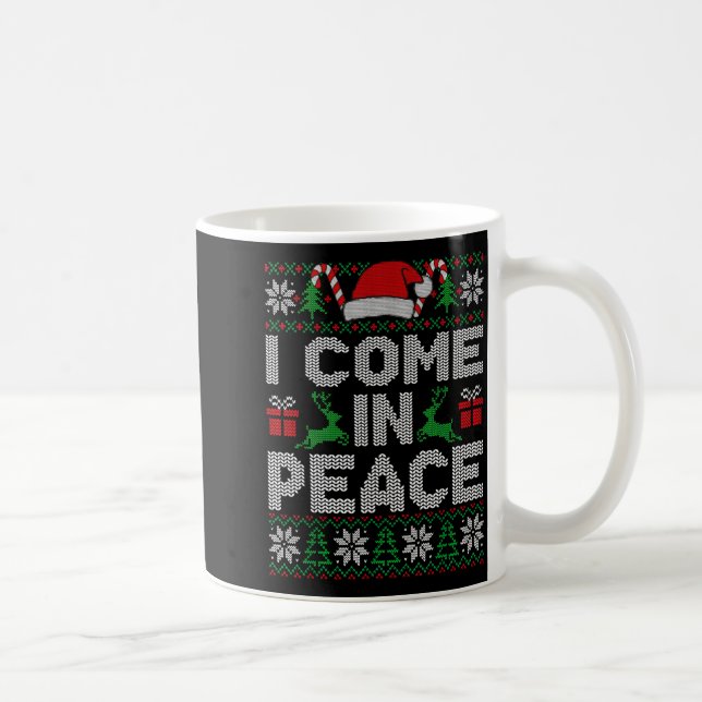 Peace I Come In Peace Couple Matching Ugly Christm Coffee Mug (Right)