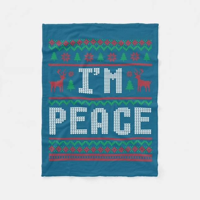 Peace I Come In Peace Couple Matching Ugly Christm Fleece Blanket (Front)