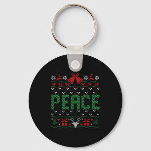 Peace I Come In Peace Couple Matching Ugly Christm Key Ring