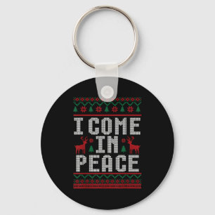 Peace I Come In Peace Couple Matching Ugly Christm Key Ring