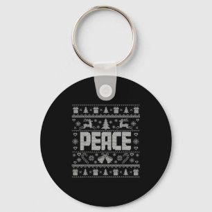 Peace I Come In Peace Couple Matching Ugly Christm Key Ring