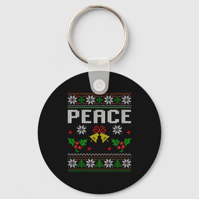 Peace I Come In Peace Couple Matching Ugly Christm Key Ring (Front)