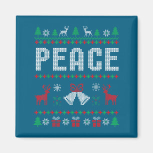 Peace I Come In Peace Couple Matching Ugly Christm Magnet