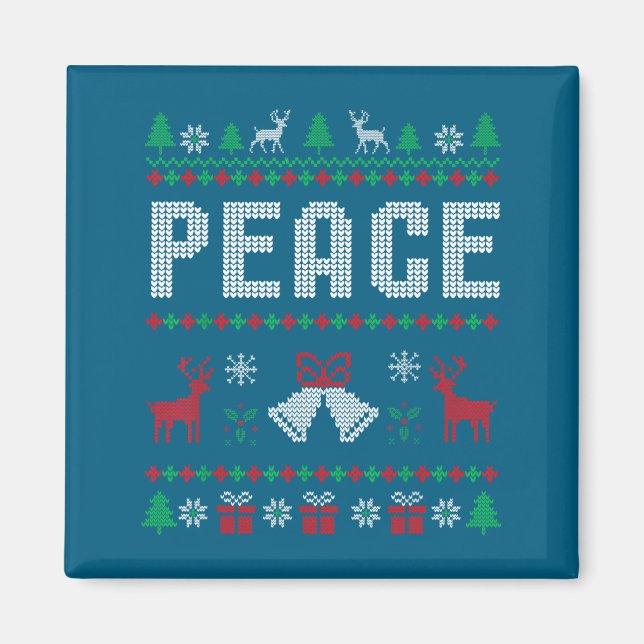 Peace I Come In Peace Couple Matching Ugly Christm Magnet (Front)