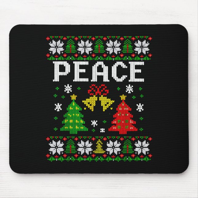 Peace I Come In Peace Couple Matching Ugly Christm Mouse Pad (Front)