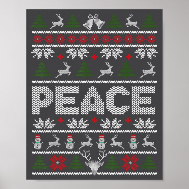 Peace I Come In Peace Couple Matching Ugly Christm Poster (Front)