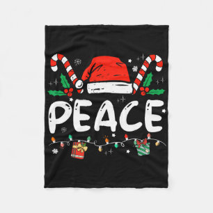 Peace I Come In Peace Holiday Xmas Lights Christma Fleece Blanket