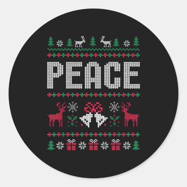 Peace I Come In Peace Matching Couple Ugly Merry C Classic Round Sticker (Front)