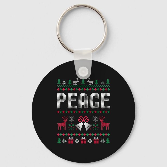 Peace I Come In Peace Matching Couple Ugly Merry C Key Ring (Front)