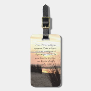 Peace I leave with you, Bible Verse Ocean Sunset Luggage Tag