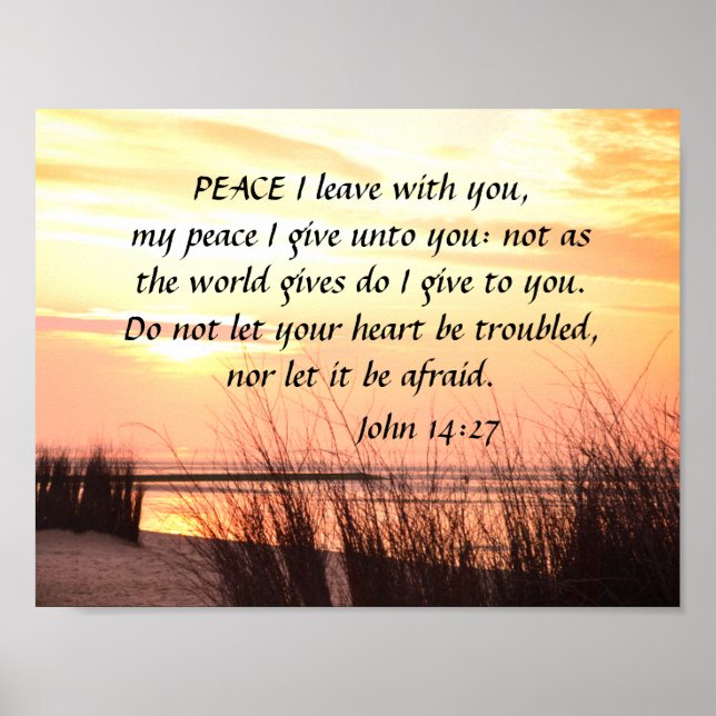 Peace I leave with you, Bible Verse Ocean Sunset Poster (Front)