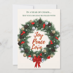 Peace in a Year of Chaos Wreath Christmas Holiday Card