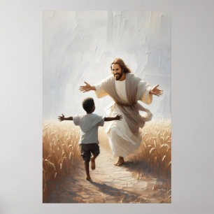 Peace in Christ Jesus and Black Child Christian Wa Poster