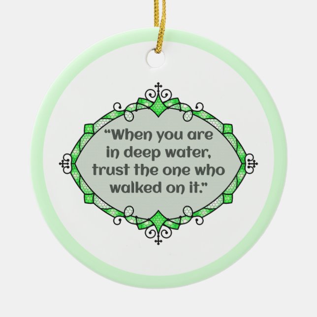Peace in deep waters ceramic tree decoration (Front)