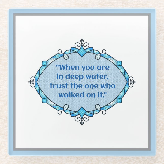 Peace in deep waters glass coaster (Front)