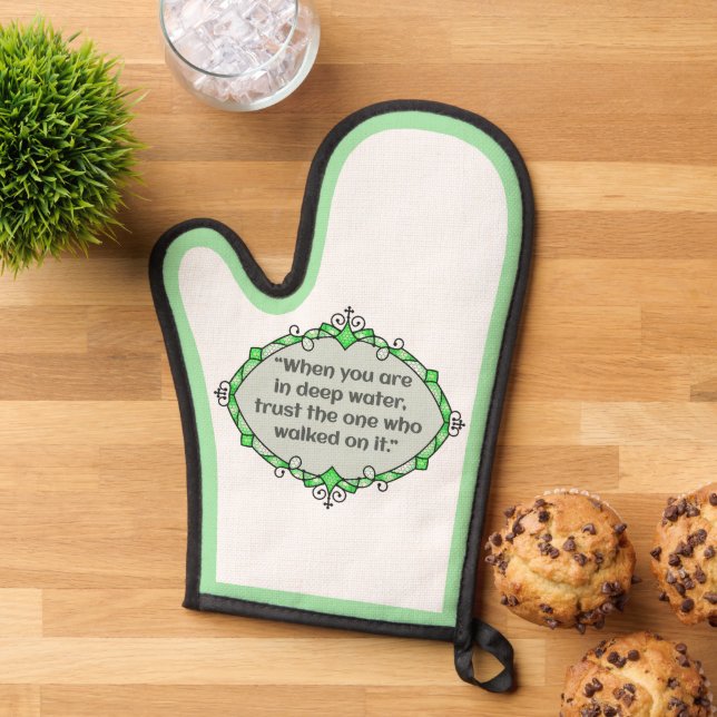 Peace in deep waters oven mitt (Top down)