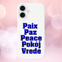 Peace in Different Languages Hearts Blue Black