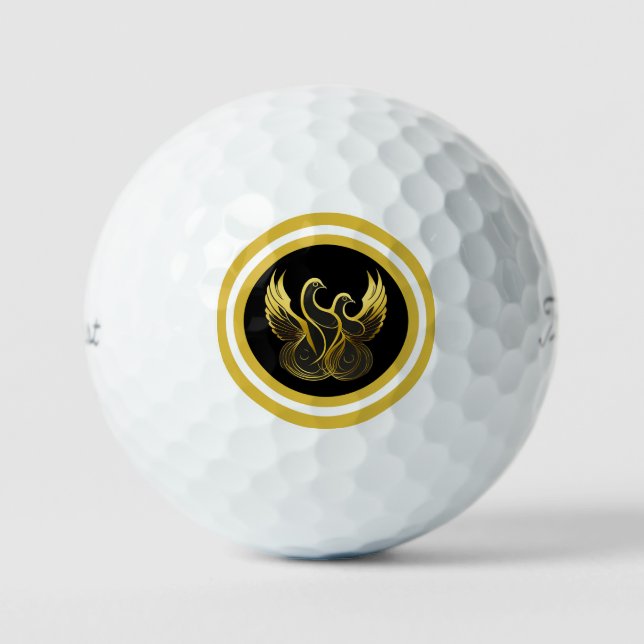 Peace in Flight Featuring Two Gold Doves Golf Balls (Front)
