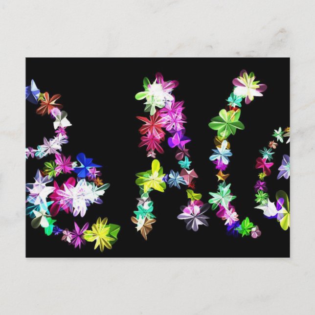 "PEACE" in Flowers Art Print  Customise Product Postcard (Front)