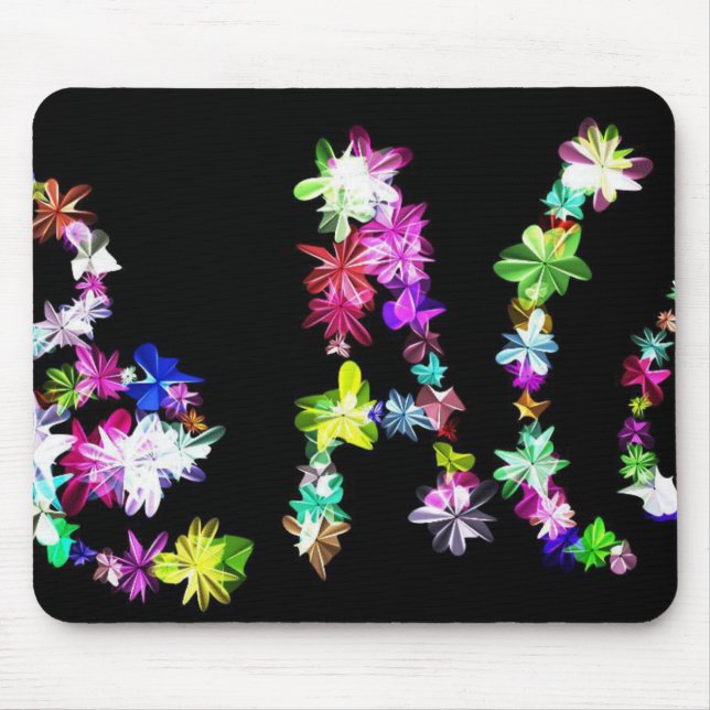 "PEACE" in Flowers Art Print Mouse Pad (Front)