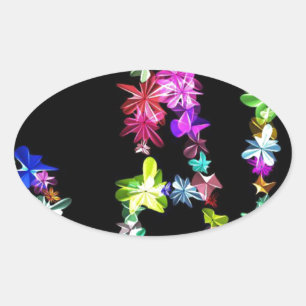 "PEACE" in Flowers Art Print Oval Sticker