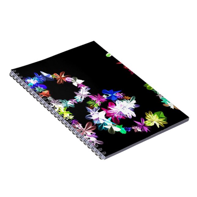 PEACE in Flowers Art Print Spiral Notebook (Right Side)