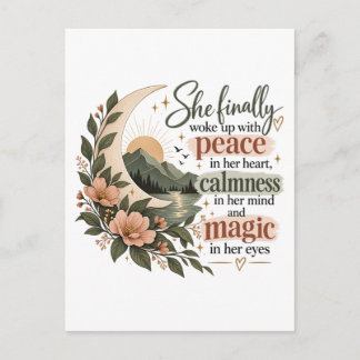 Peace In Her Heart Magic In Her Eyes Boho Floral Postcard