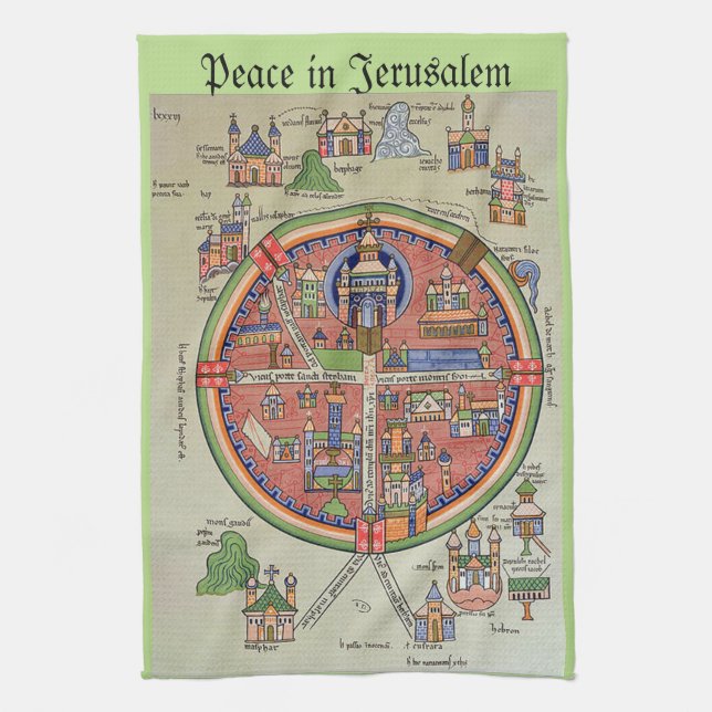 Peace in Jerusalem kitchen towel (Vertical)