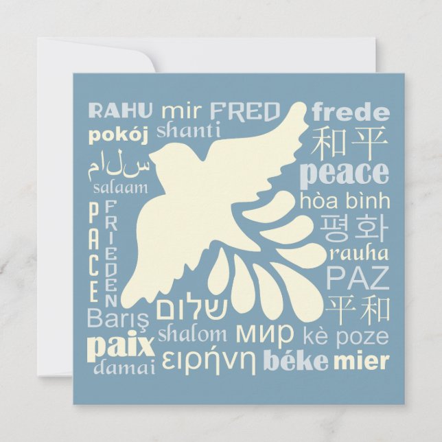 PEACE in languages custom card / invitation (Front)