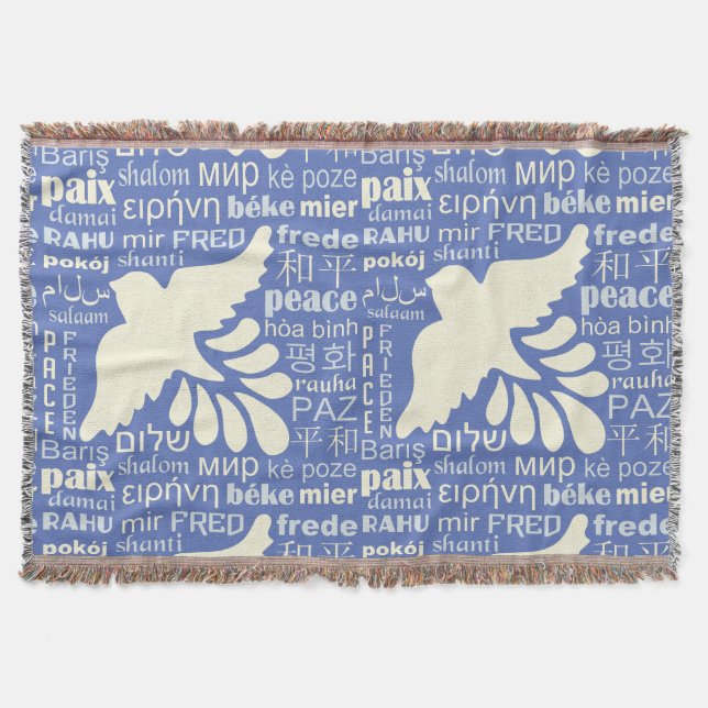 PEACE in languages custom colour throw blank Blanket (Front)