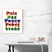 Peace in Many Languages Rainbow Hearts