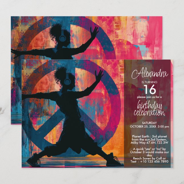 Peace in Motion | Modern Urban Peace Art Invitation (Front/Back)