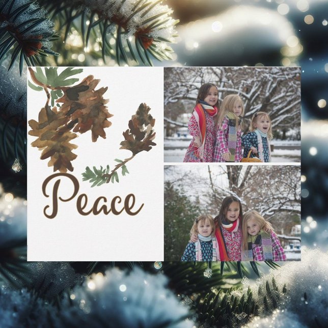Peace in Nature Christmas Holiday 2 Photos Card (Creator Uploaded)