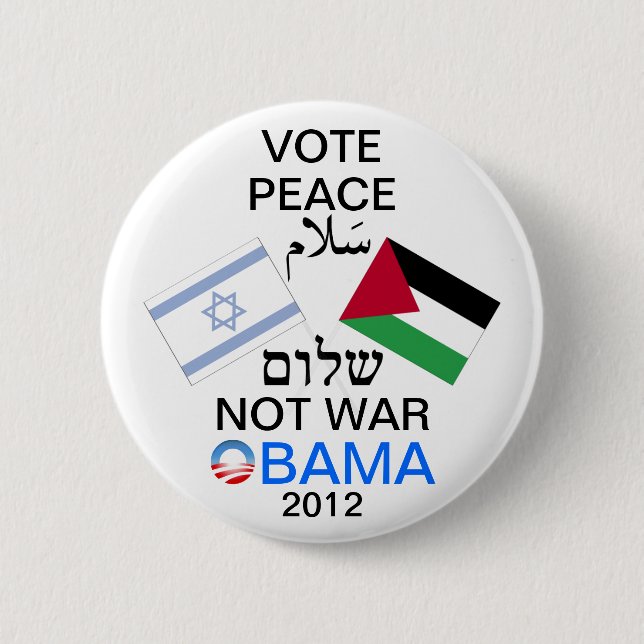 Peace in the Middle East Obama button (Front)